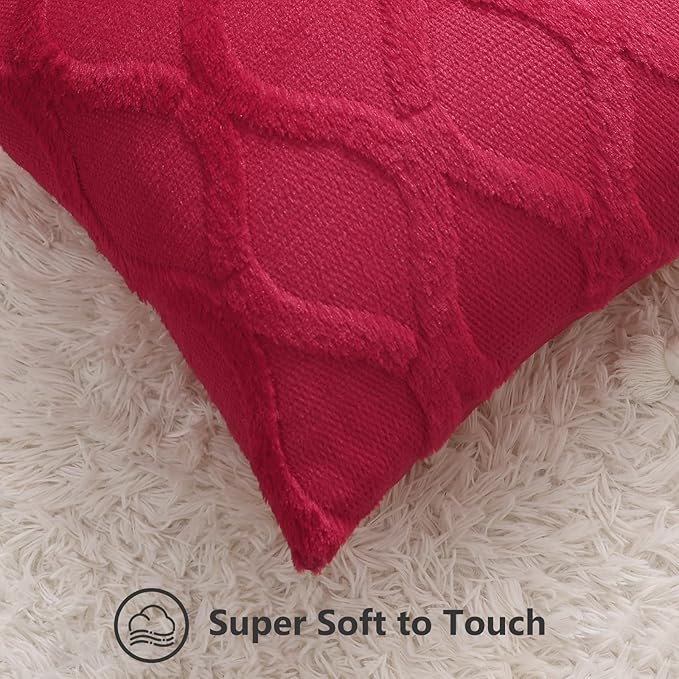 decorUhome Christmas Throw Pillow Covers 16x16 Inch Set of 2, Soft Plush Faux - Image 2