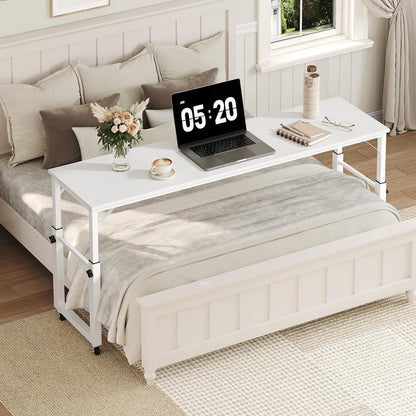 mahancris overbed table with wheels, mobile bed desk, package contents