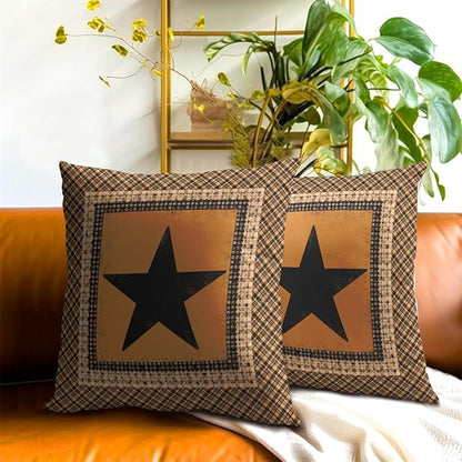 Western Throw Pillow Covers 20x20 Inch Set of 2 Brown Texas Star Decorative - Image 7