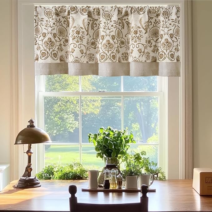 JINCHAN Linen Valance Kitchen Curtain - Image 2