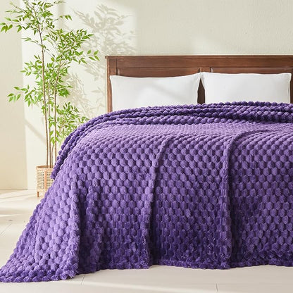 NEWCOSPLAY Super Soft King Blanket Purple Premium Silky Flannel Fleece 3D - Image 2