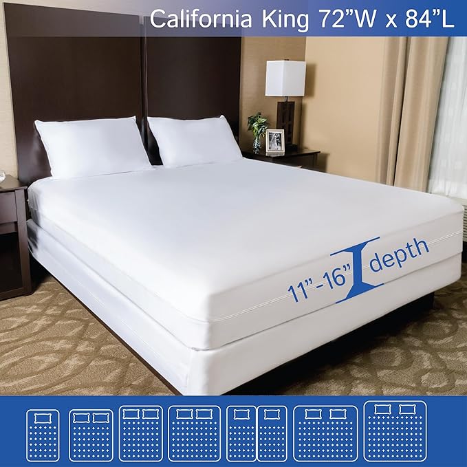 California King Size Mattress Protector Bed Bug Waterproof Zippered Cover - Image 2