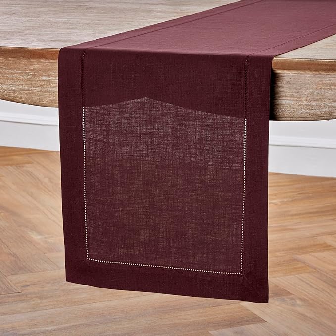 Solino Home Linen Burgundy Table Runner 132 Inches Long - Image 2