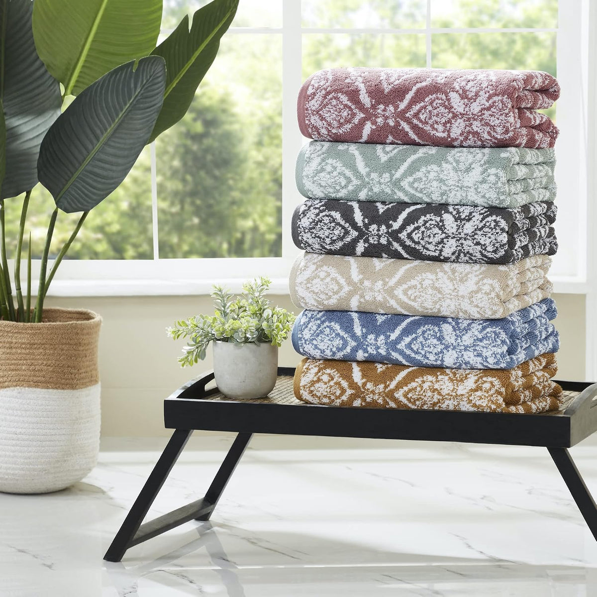 modern threads amaris 6-piece reversible yarn dyed jacquard showing dimensions