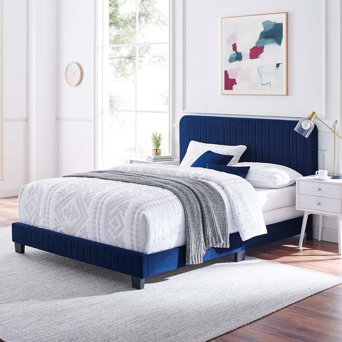 modway celine channel tufted performance velvet king bed, main product view