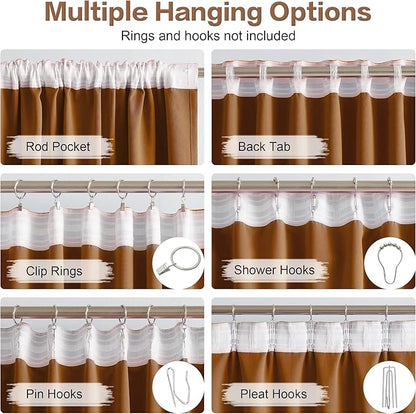 DUALIFE 108 Inch Curtains 2 Panels Set Back Tab Pocket Thermal Insulated Energy - Image 3