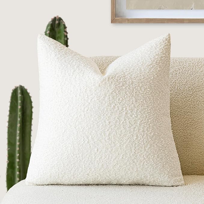 Foindtower Decorative Textured Boucle Throw Pillow Covers Accent Solid Pillow by Foindtower