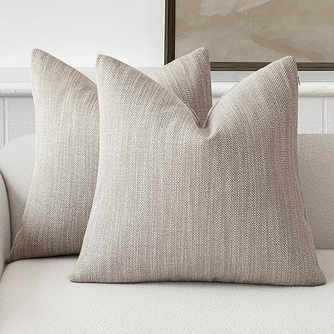Foindtower Set of 2 Decorative Textured Burlap Linen Throw Pillow Covers by Foindtower