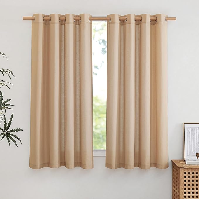 NICETOWN Flax Thick Linen Camel Curtains by NICETOWN