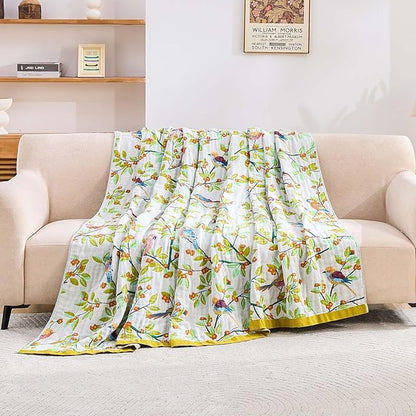 Boho Throw Blanket for Bed, 100% Cotton Soft Rustic Quilt Fall Blanket - Image 3