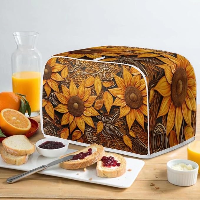 Vintage Sunflowers Printed Toaster Cover, Universal 2 Slice Oven Cover - Image 5
