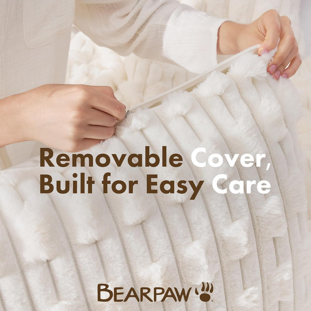 BEARPAW Jasper Queen Faux Fur Comforter Set, 3-Piece, Ivory