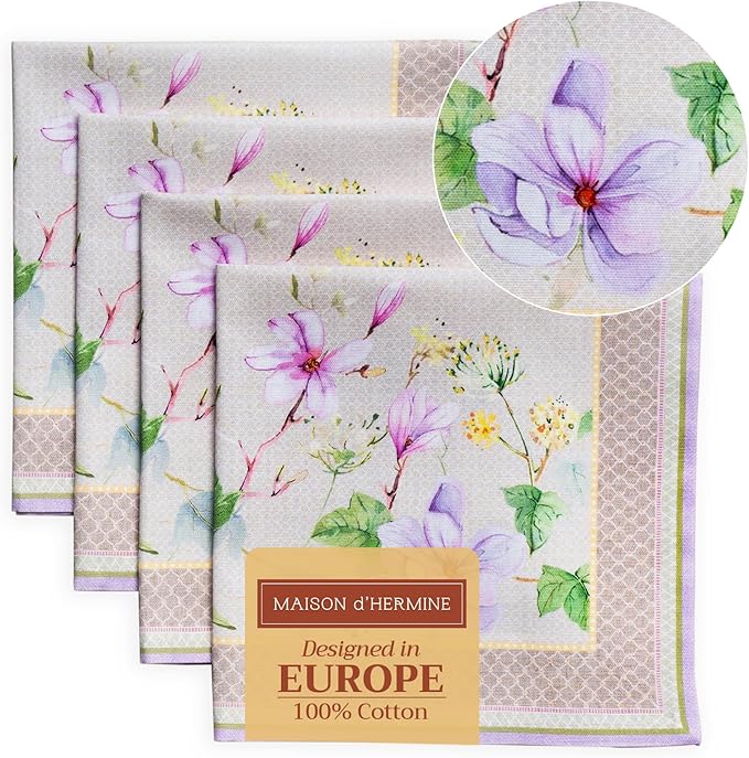 Maison d' Hermine Cloth Napkins Set of 4 100% Cotton Everyday Reusable Square by MaisondHermine