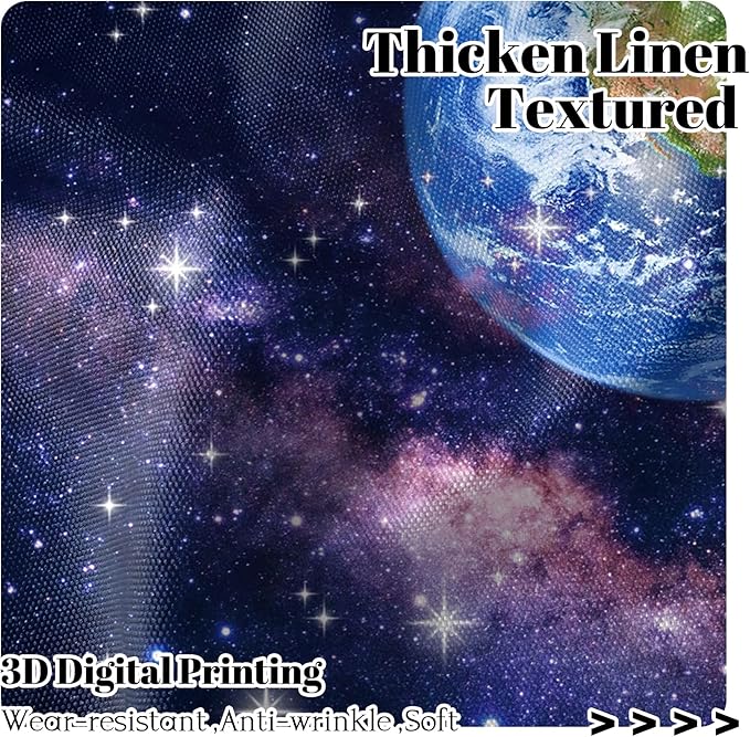 Renaiss 53 x 84 Inch Earth Galaxy Tiers Curtains - Image 2