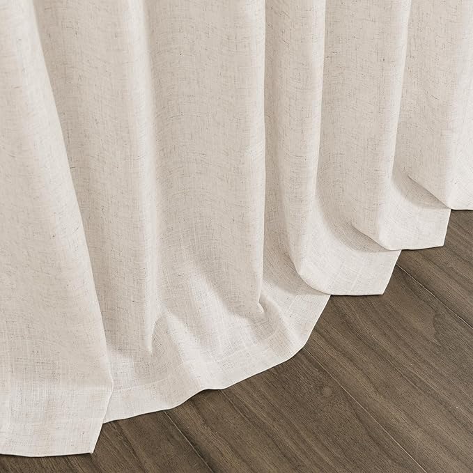 Beige Faux Linen Curtains 84 Inch Length 2 Panels - Image 6