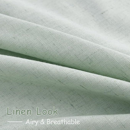 Nanspring Aqua Green Linen Curtains 84 Inch Length 2 Panels Set - Image 5