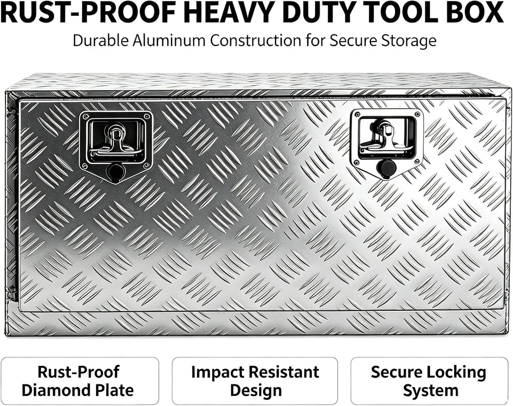 30 Inch Aluminum Underbody Tool Box, RV Trailer Flatbed Storage Box, Weather‑...