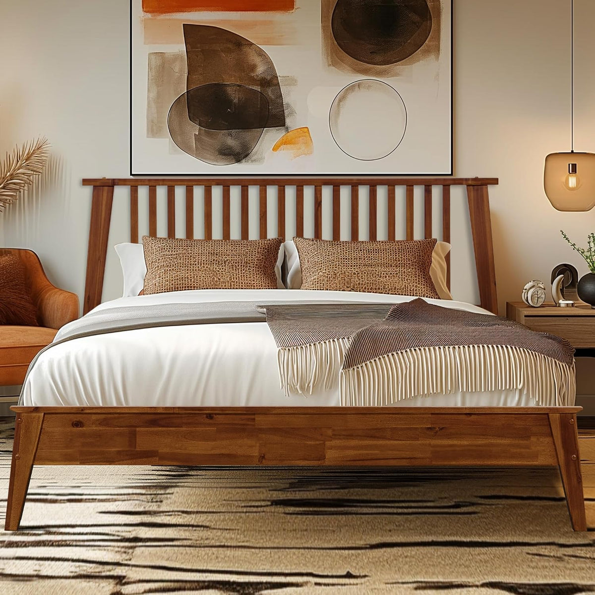 acacia kaylin bed frame with headboard solid wood, main product view