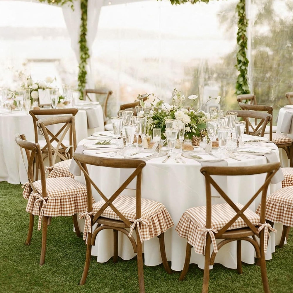 4 Pcs Taupe Ruffle Chair Cushion Covers, 17.5"x17.5" Square,Covers ...