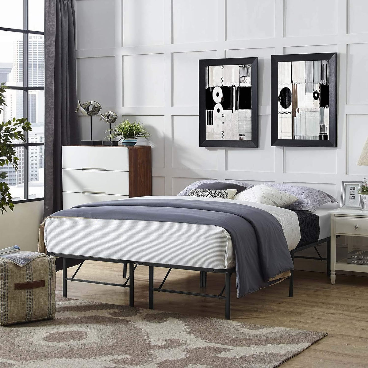 modway mod-5429 fba_ horizon replaces box spring-folding metal shown in use