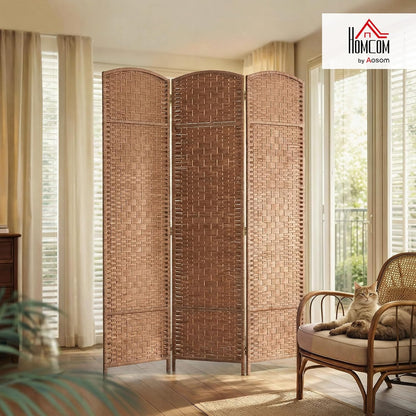 homcom room divider 3-panel, 6ft-tall folding privacy screen shown in use