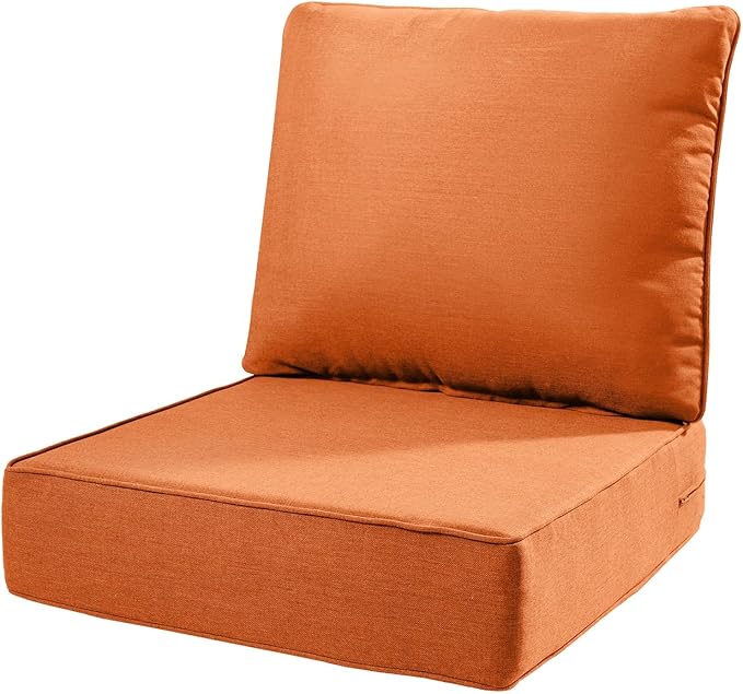 6" Thick Outdoor Cushions 22x24x6, 1-Set Deep Seat Patio Cushions by Pugire