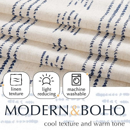 jinchan Boho Kitchen Curtain Linen Tier Curtain Bohemian Cafe 24 Inch Geometric - Image 4