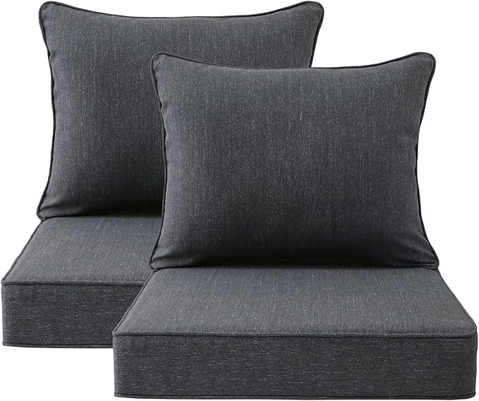 Outdoor Patio Chair Cushions Set, Water-Repellent, Fade Resistant, Deep Seat by Unimatta