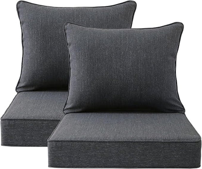 Outdoor Patio Chair Cushions Set, Water-Repellent, Fade Resistant, Deep Seat by Unimatta