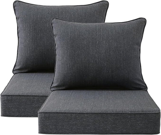 Outdoor Patio Chair Cushions Set, Water-Repellent, Fade Resistant, Deep Seat by Unimatta