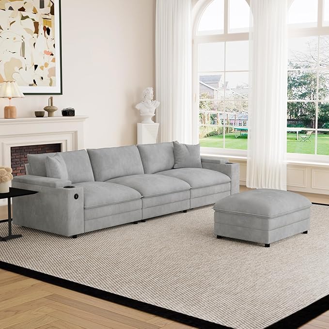 115" L Shaped Cloud Sofa Couch by Unknown