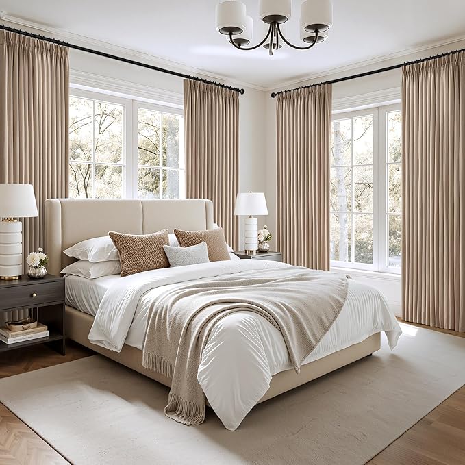 MIULEE Pinch Pleated Thick Linen Curtains 84 Inch 4 Panels Set Back Tab Memory - Image 7