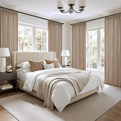 MIULEE Pinch Pleated Thick Linen Curtains 84 Inch 4 Panels Set Back Tab Memory - Image 7