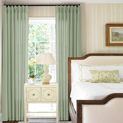 Pinch Pleated 105 Inch Long Linen Curtains - Image 7