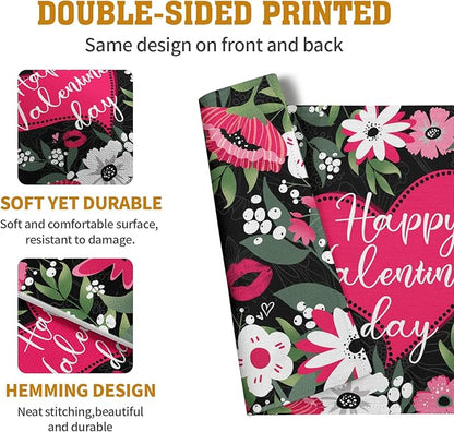 Happy Valentine's Day Placemats Set of 4 Valentine Flowers Love Heart Place - Image 5