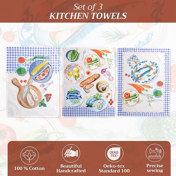 Maison d' Hermine Kitchen Towels Set of 3 100% Cotton 27.50" x 20" Reusable - Image 2