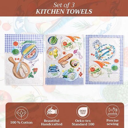 Maison d' Hermine Kitchen Towels Set of 3 100% Cotton 27.50" x 20" Reusable - Image 2