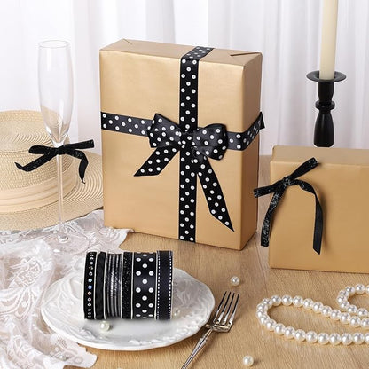 LaRibbons Black Ribbons for Crafts 6 Rolls Assorted Black Ribbons - Image 2