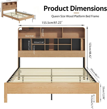 lxsxlome queen size bed frame with headboard and shown in use