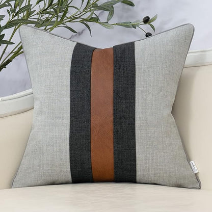 Yangest Patchwork Pillow Cover 18x18 Inch Luxury Cotton and Linen Cushion Cover by Yangest