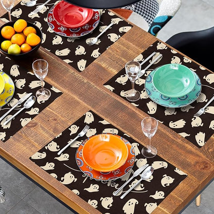 Giwawa Halloween Placemats Set of 4, 12x18 Inch Spooky Gothic Ghosts Black - Image 8