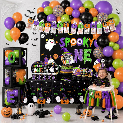 Halloween Spooky One Party Decorations Black Purple Halloween 1st Birthday