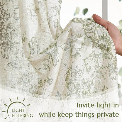 jinchan Linen Floral Tier Curtains 45 Inch Christmas Decorations Farmhouse - Image 5