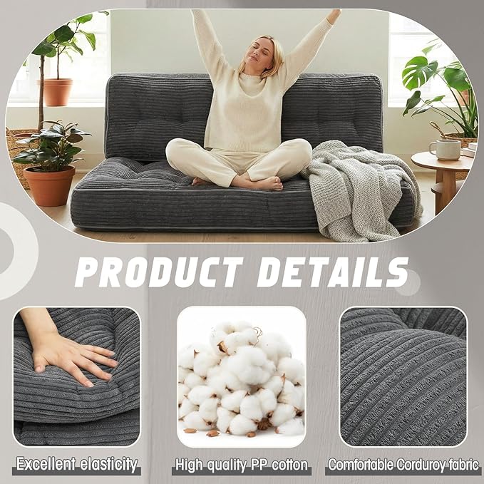 63 Inch Folding Sofa Bed Convertible Chair, 2-in-1 Convertible Boneless Sofa - Image 4