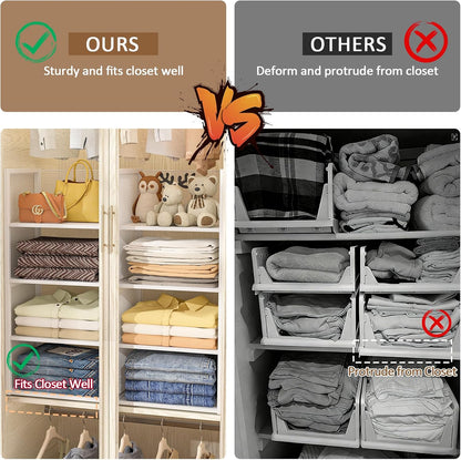 4-tier stackable closet organizers and storage basket, wire, package contents