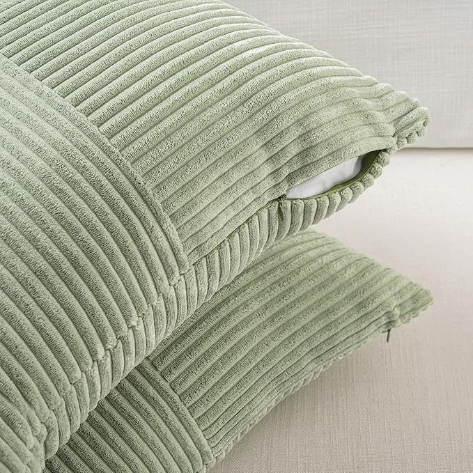 Fancy Homi Set of 2 Sage Green Boho Long Lumbar Body Decorative Throw Pillow - Image 3