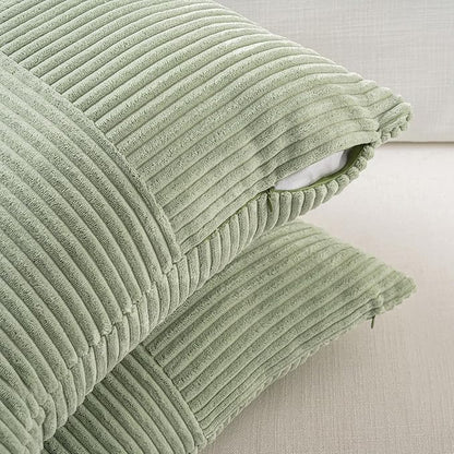 Fancy Homi Set of 2 Sage Green Boho Long Lumbar Body Decorative Throw Pillow - Image 3