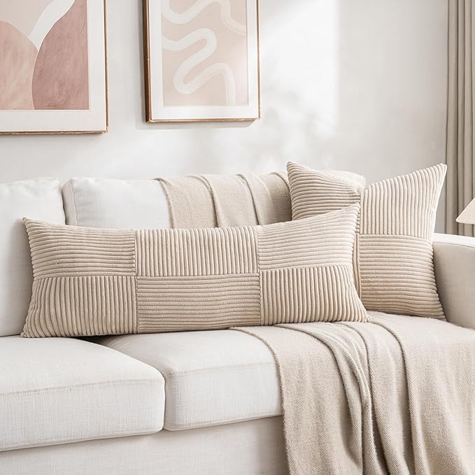 Fancy Homi 2 Packs Tan Decorative Throw Pillow Covers 18x18 Inch - Image 6