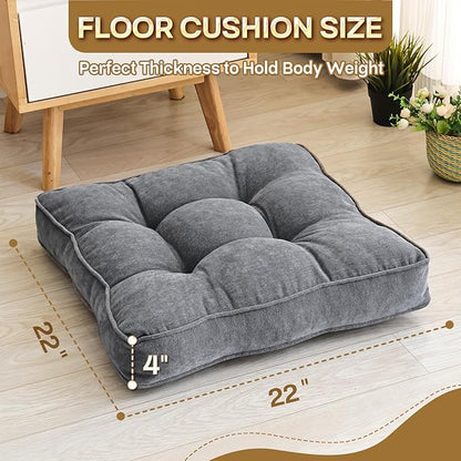 Floor Pillow Set of 2, Memory Foam Floor Cushions - Image 4