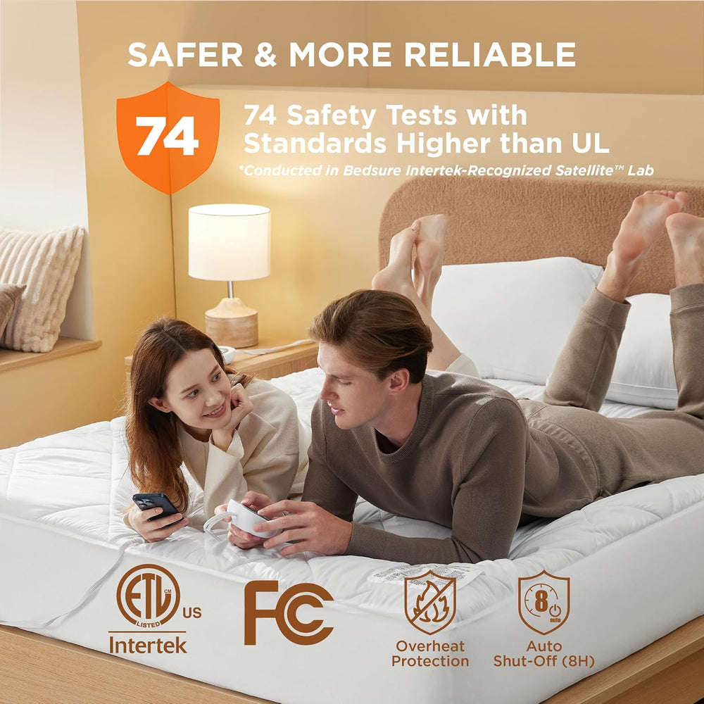 Bedsure Heated Mattress Pad Queen, Cozy Bed Warmer with Preheat & Memory